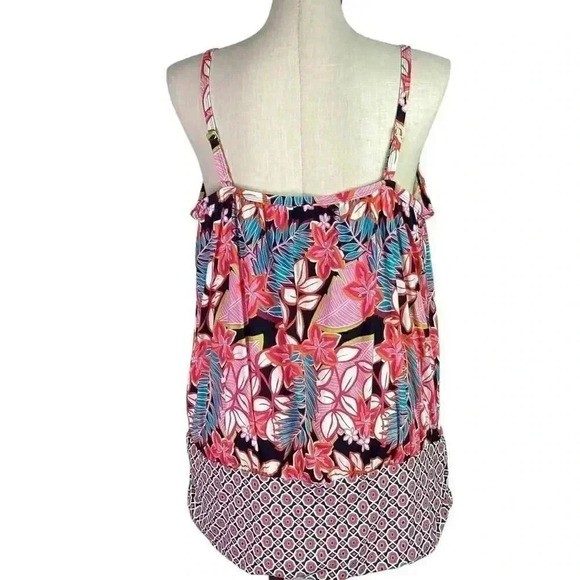 Swimsuits For All Women 24 Floral Scoop Neck Blouson Tankini Swim Top Multicolor - Picture 5 of 12
